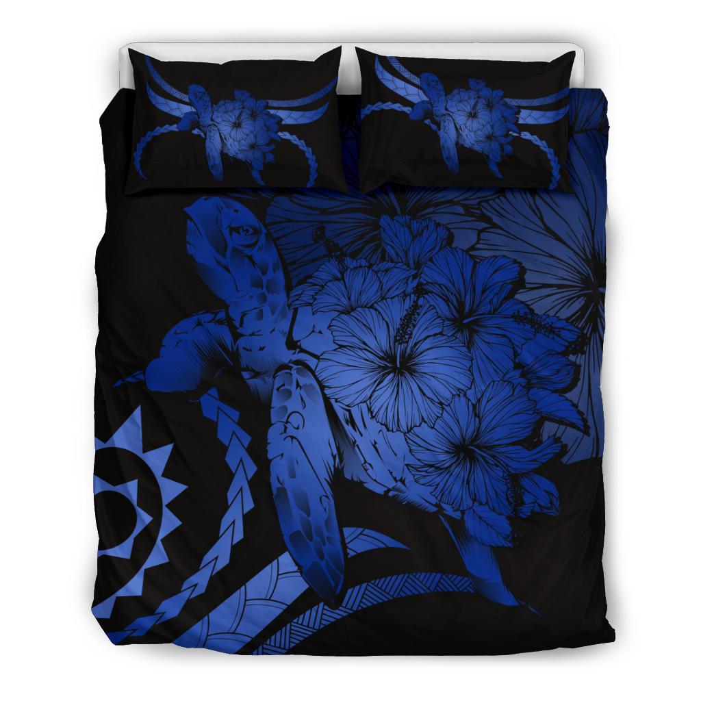 Hawaii Bedding Set - Hawaii Turtle Hibiscus Polynesian Vintage Bedding Set - Blue Blue - Polynesian Pride