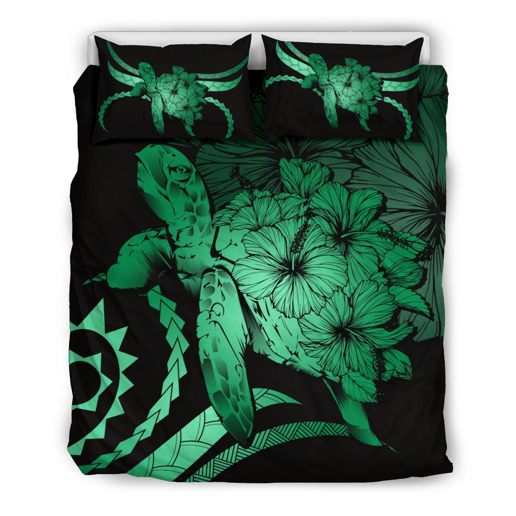 Hawaii Bedding Set - Hawaii Turtle Hibiscus Polynesian Vintage Bedding Set - Green Green - Polynesian Pride