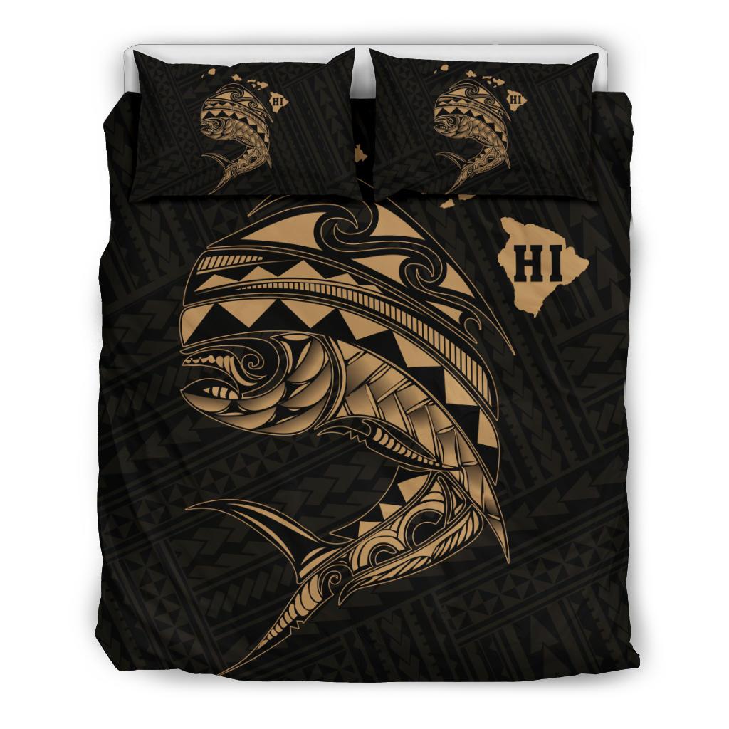 Hawaii Polynesian Mahi - Mahi Common Dolphinfish Bedding Set - Gold Gold - Polynesian Pride