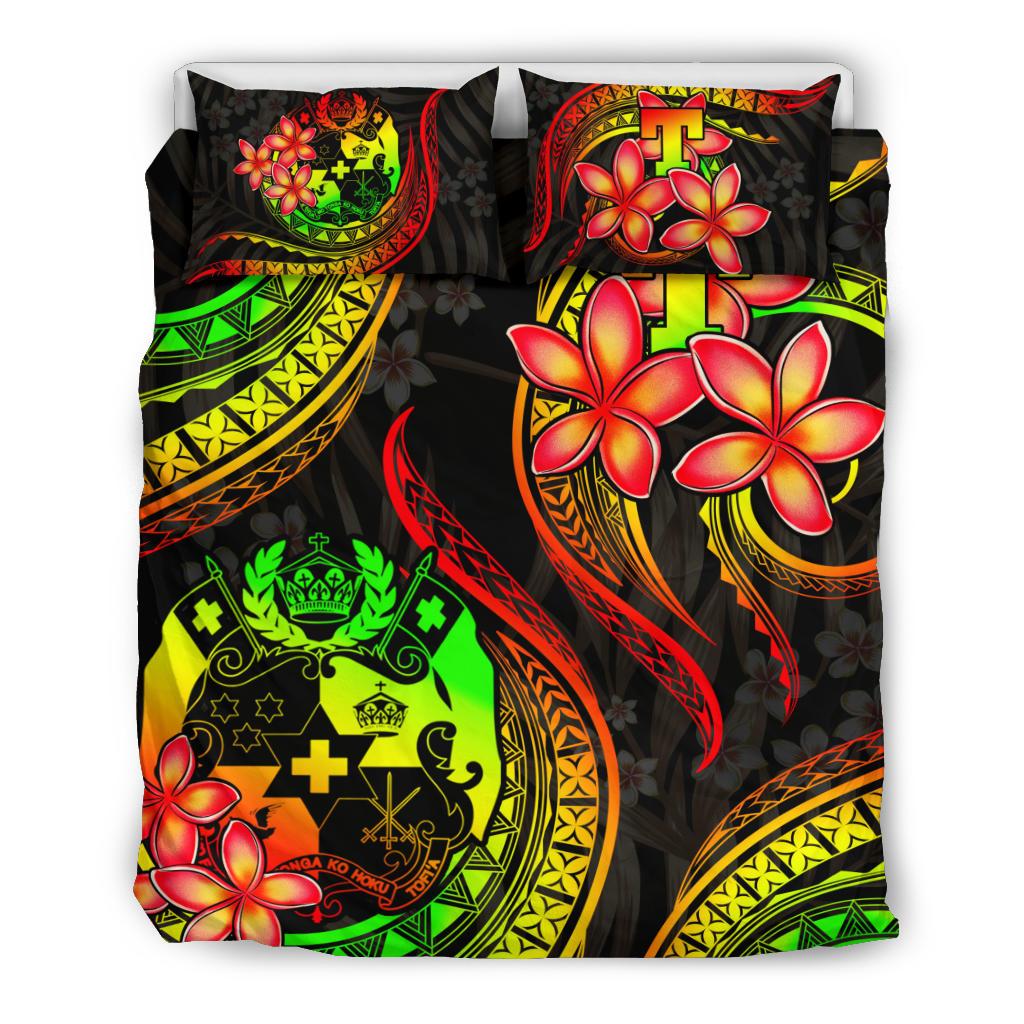 Polynesian Bedding Set - Tonga Duvet Cover Set - Reggae Plumeria - Polynesian Pride