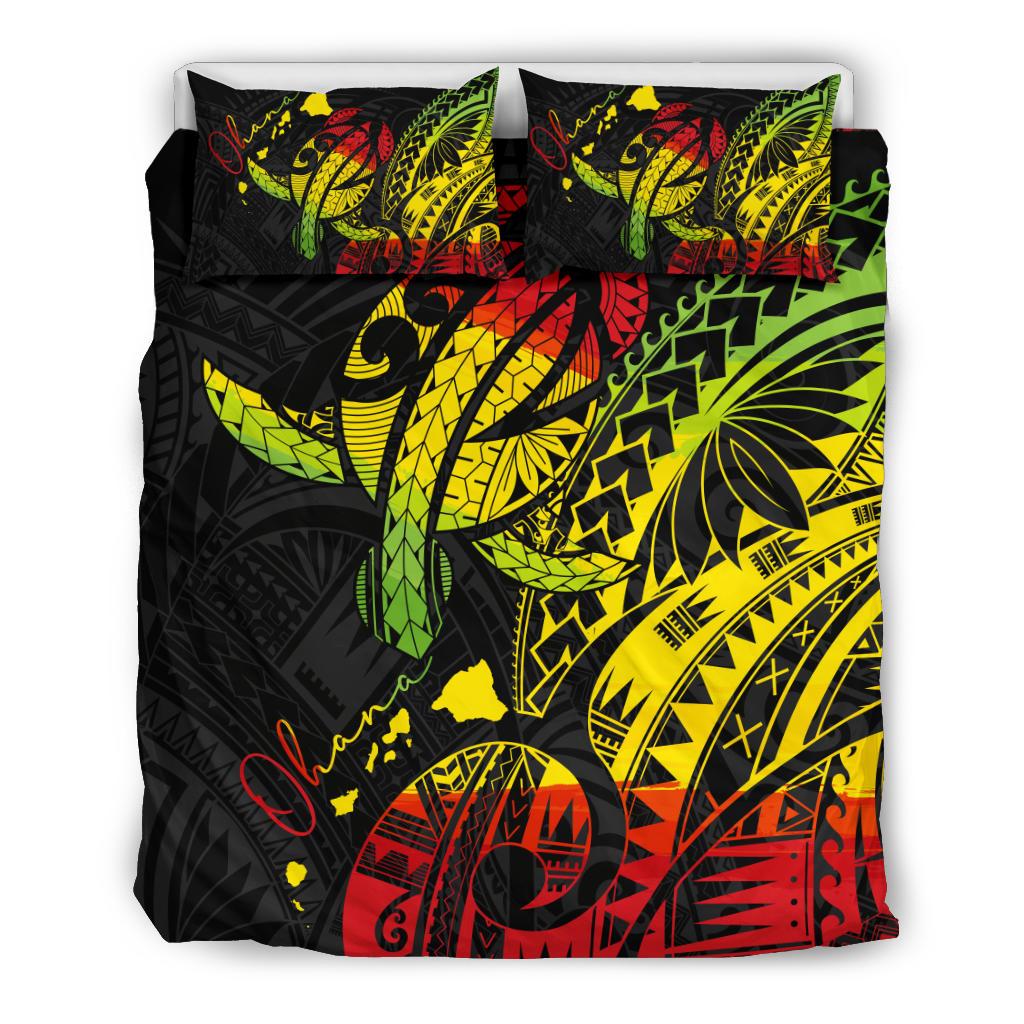 Hawaiian Ohana Reggae Turtle Bedding Set Black - Polynesian Pride