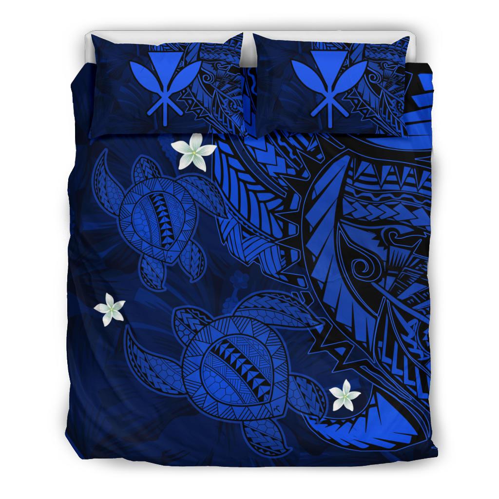 Hawaii Bedding Set - Hawaii Polynesian Turtle Hibiscus Bedding Set - Blue Blue - Polynesian Pride