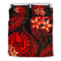 Polynesian Bedding Set - Tahiti Duvet Cover Set - Red Plumeria - Polynesian Pride