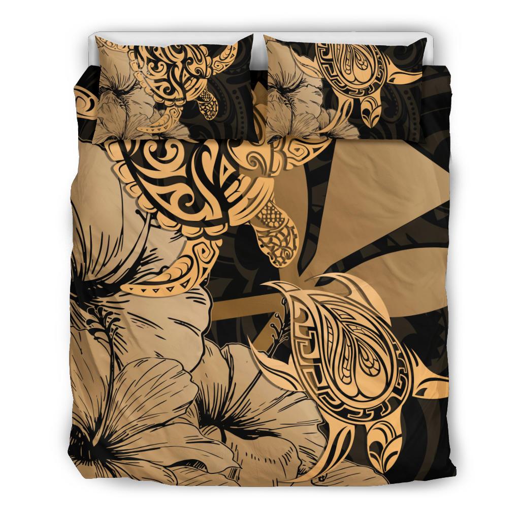 Hawaii Turtle Bedding Set Polynesian Hibiscus Art Ver 2.0 Gold AH Gold - Polynesian Pride