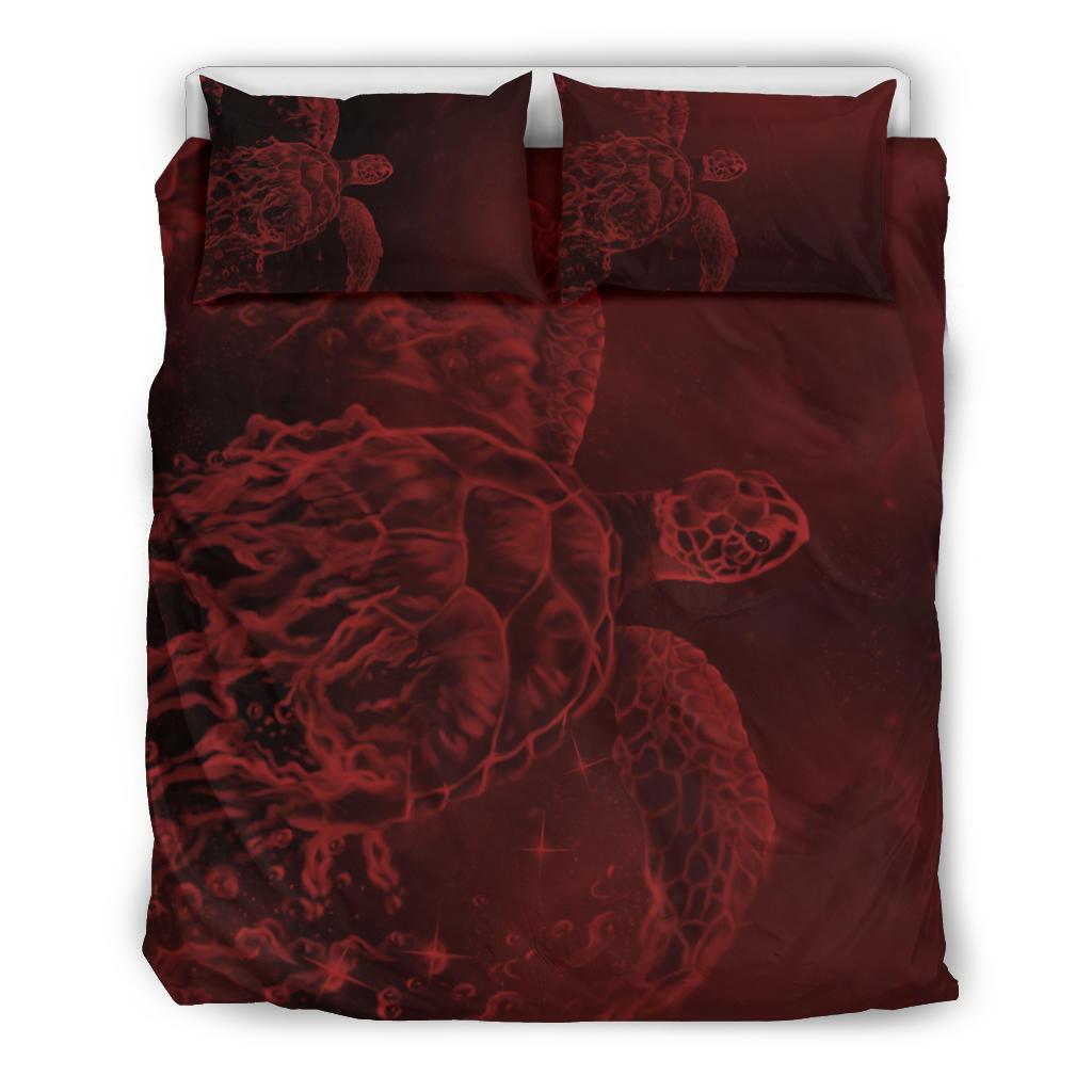 Hawaii Sea Turtle Water Color Travel Galaxy Bedding Set - AH - Red Red - Polynesian Pride