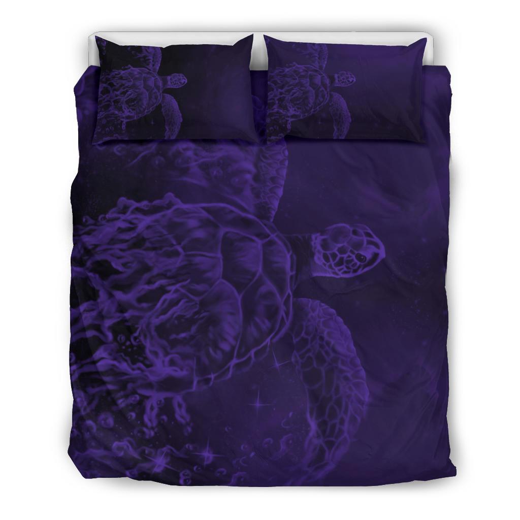 Hawaii Sea Turtle Water Color Travel Galaxy Bedding Set - AH - Purple Purple - Polynesian Pride