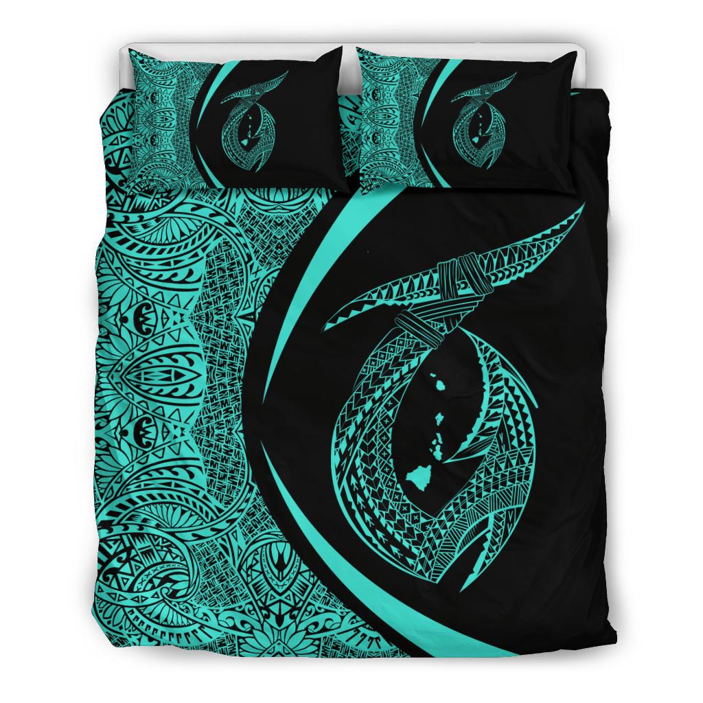 Hawaii Fish Hook Polynesian Bedding Set - Circle Style Turquoise Turquoise - Polynesian Pride