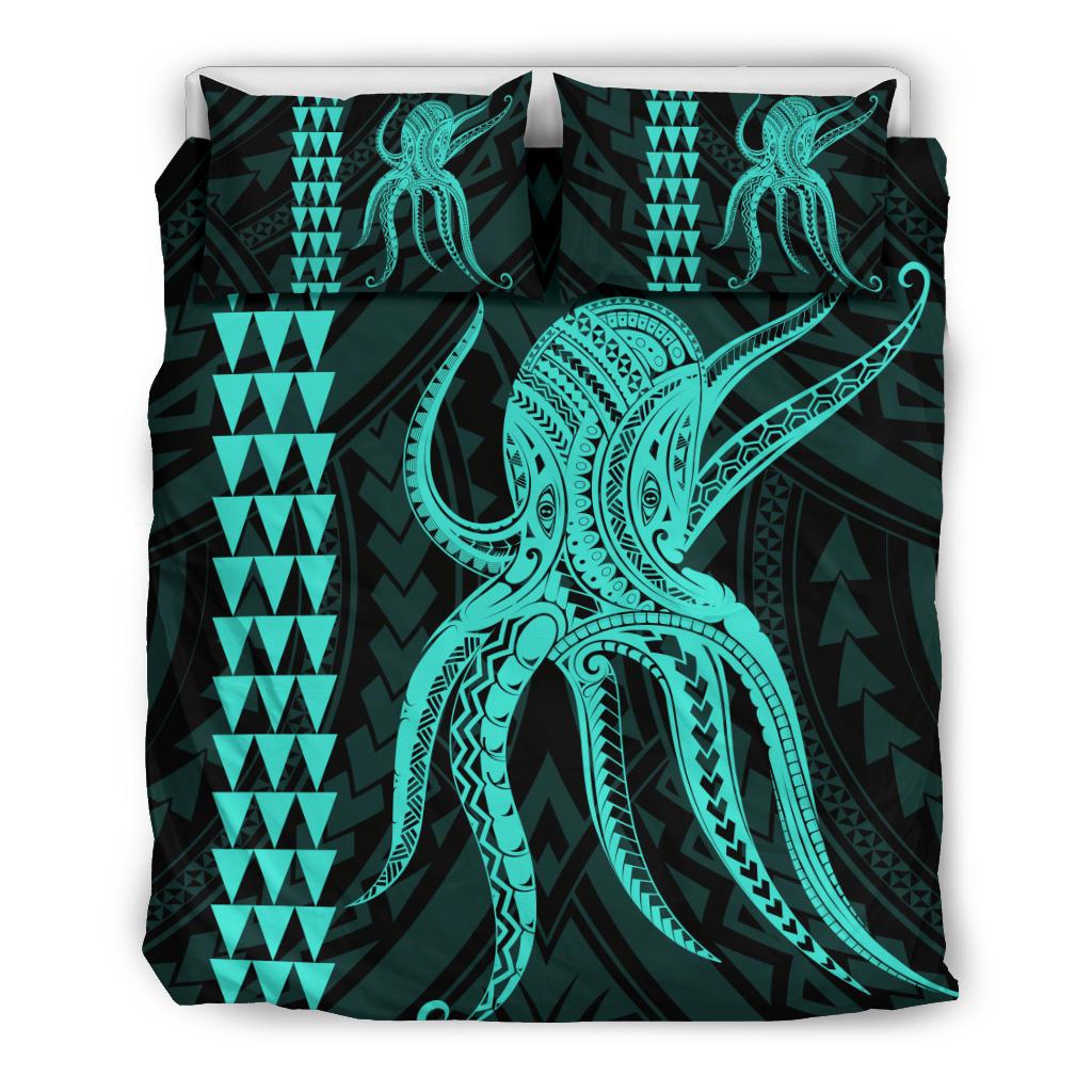 Hawaii Octopus KaKau Polynesian Bedding Set - Turquoise Turquoise - Polynesian Pride