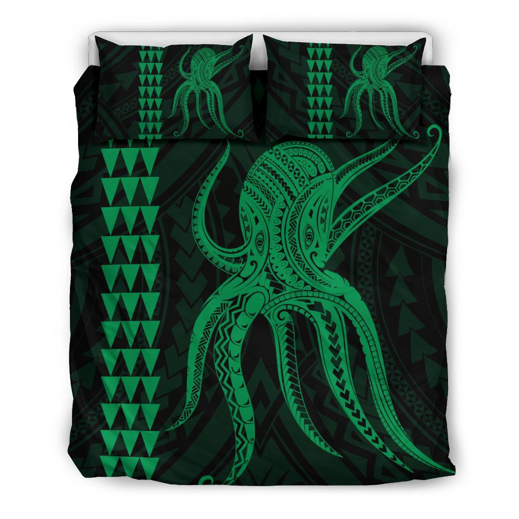 Hawaii Octopus KaKau Polynesian Bedding Set - Green Green - Polynesian Pride