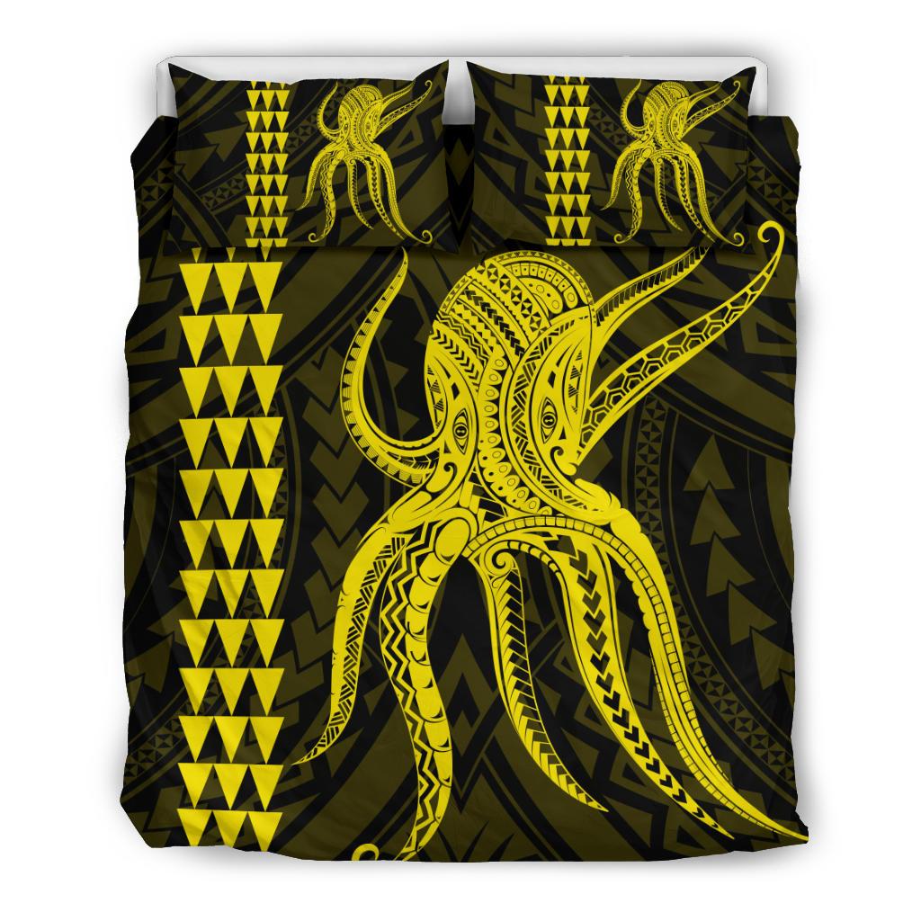 Hawaii Octopus KaKau Polynesian Bedding Set - Yellow Yellow - Polynesian Pride