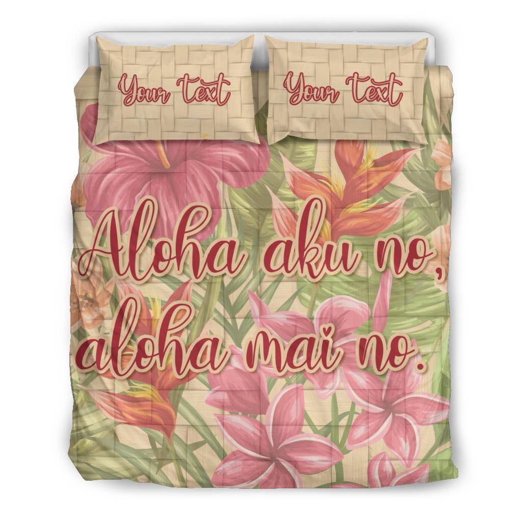 Personalized - Hawaii Tropical Hibiscus Plumeria Bedding Set Beige - Polynesian Pride