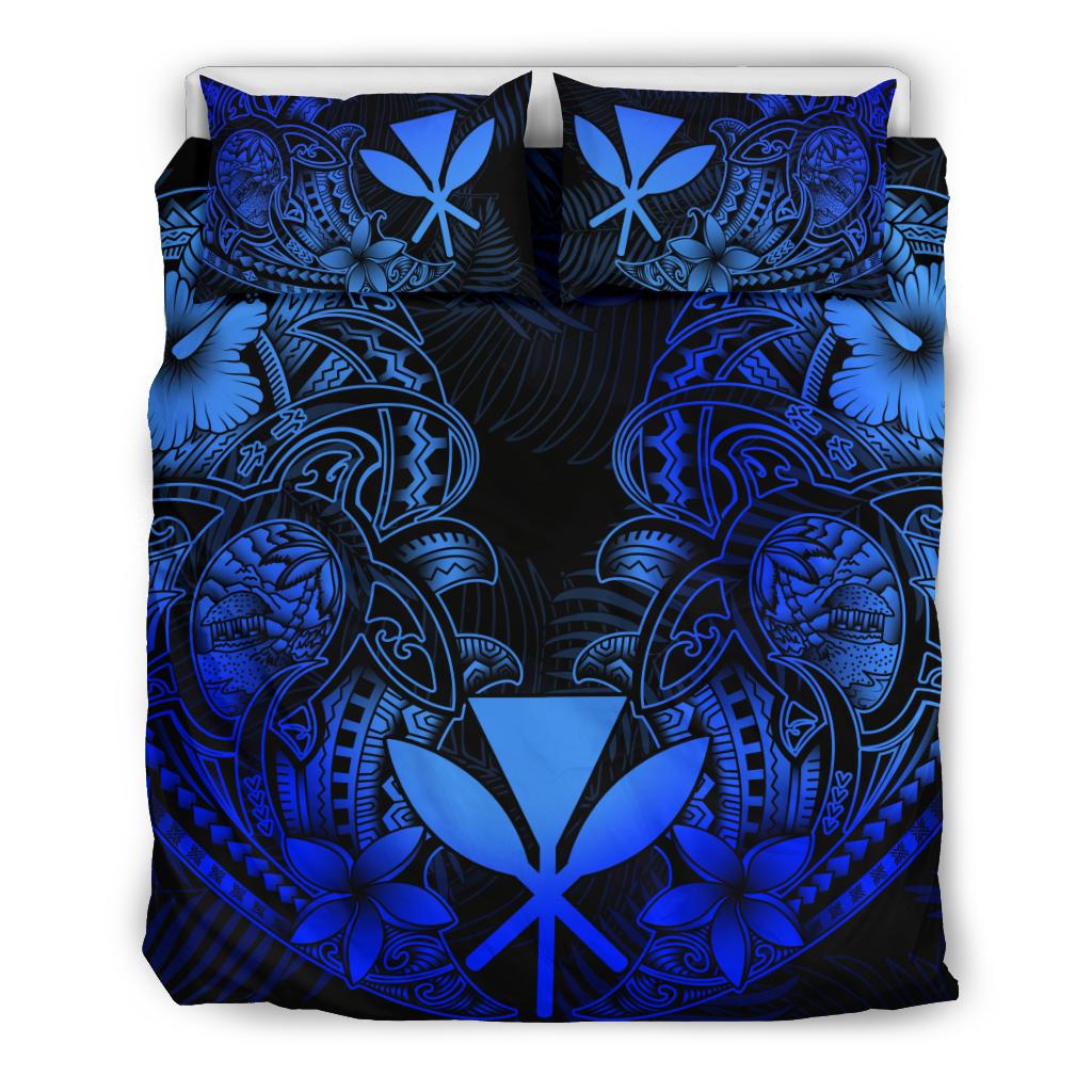 Polynesian Bedding Set - Hawaii (Kanaka Maoli) Duvet Cover Set - Blue Turtle Homeland - Polynesian Pride