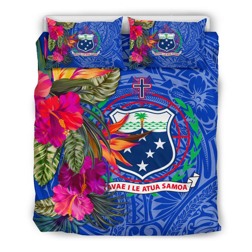 Samoa Bedding Set - Hibiscus Polynesian Pattern Blue Version - Polynesian Pride