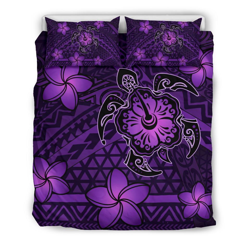 Hawaii Mix Polynesian Turtle Plumeria Bedding Set - AH - Nick Style - Purple Purple - Polynesian Pride