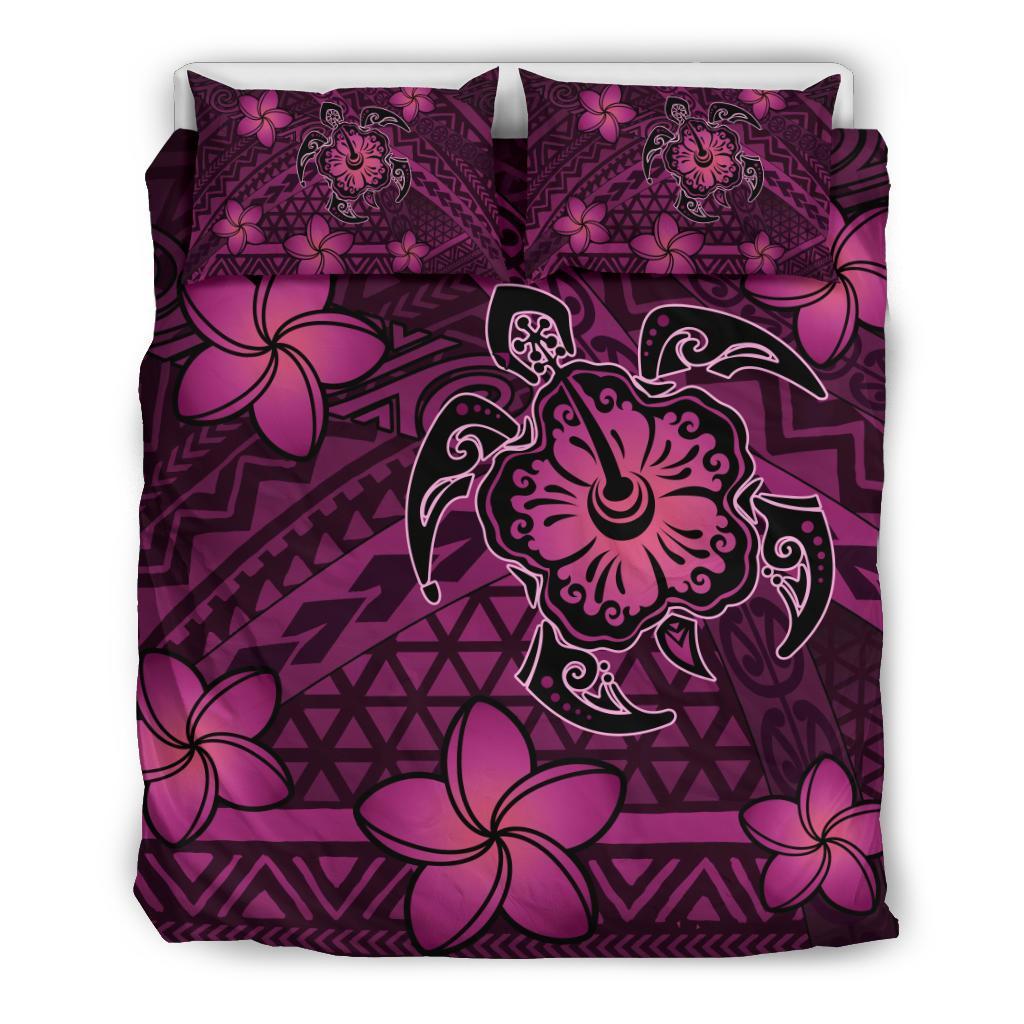 Hawaii Mix Polynesian Turtle Plumeria Bedding Set - AH - Nick Style - Pink Pink - Polynesian Pride