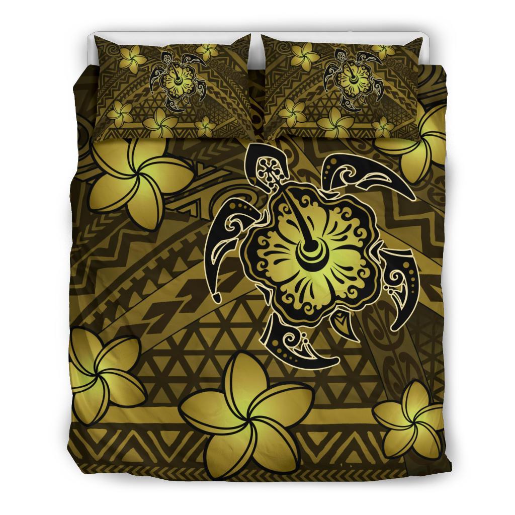 Hawaii Mix Polynesian Turtle Plumeria Bedding Set - AH - Nick Style - Yellow Yellow - Polynesian Pride