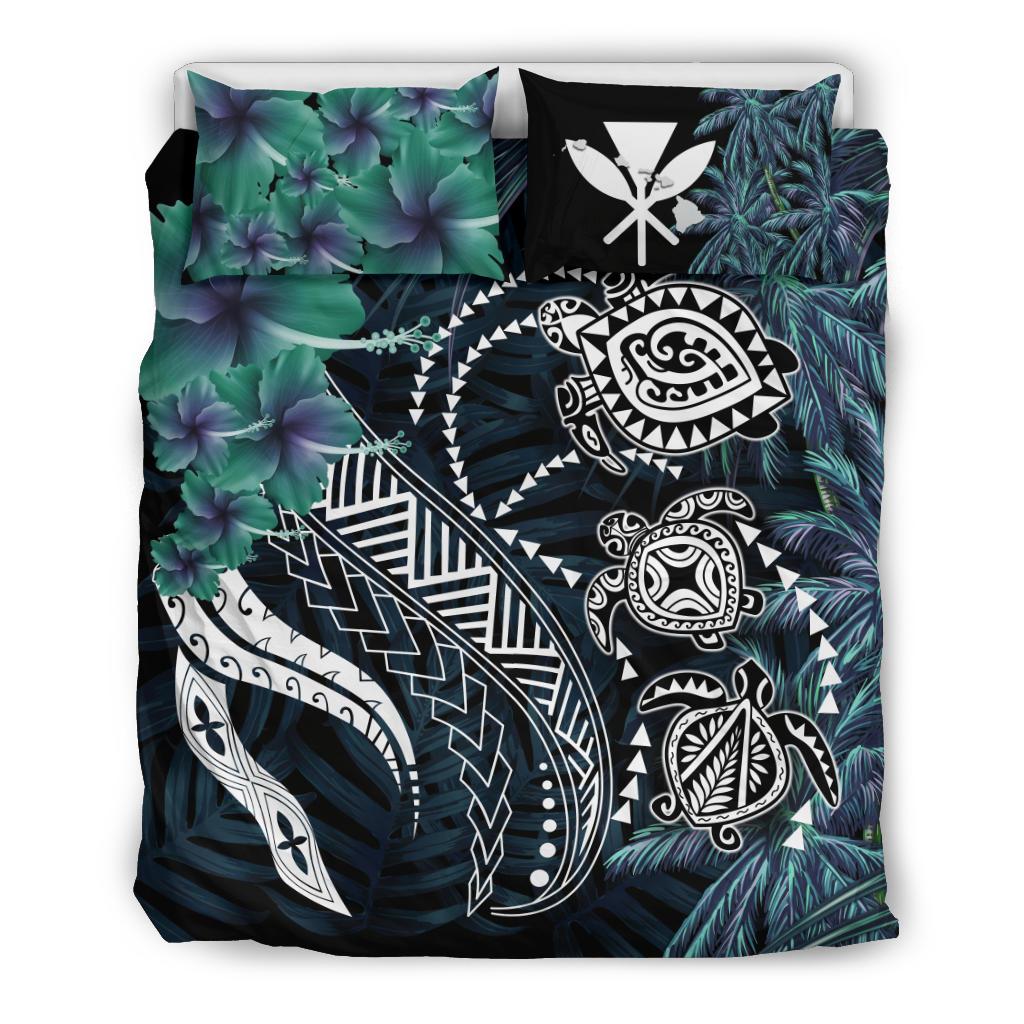 Kanaka Maoli (Hawaiian) Bedding Set - Polynesian Turtle Pacific Tribal Black - Polynesian Pride