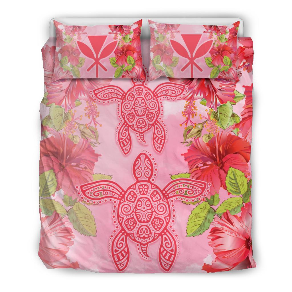 Hawaii Bedding Set - Hawaii Turtle Hibiscus Bedding Set - Pink Style Pink - Polynesian Pride