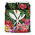 Kanaka Maoli (Hawaiian) Bedding Set - Coat Of Arms Tropical Flowers And Banana Leaves Black - Polynesian Pride