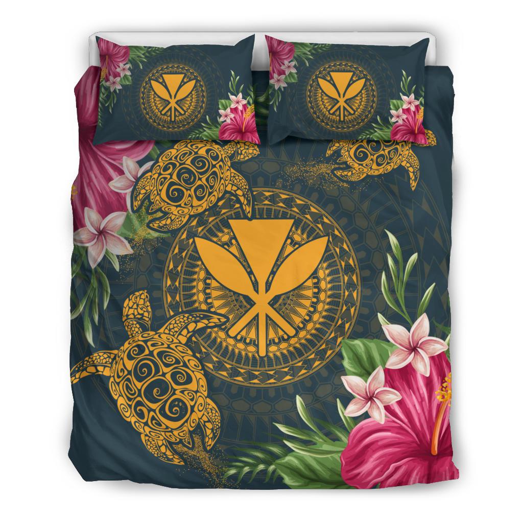 Hawaii Kanaka Turtle Hibiscus Plumeria Polynesian Bedding Set - Alena Style Green - Polynesian Pride