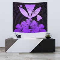 Hawaiian Kanaka Tapestry Hibiscus Polynesian Love Violet Wall Tapestry 75cm*90cm Violet - Polynesian Pride