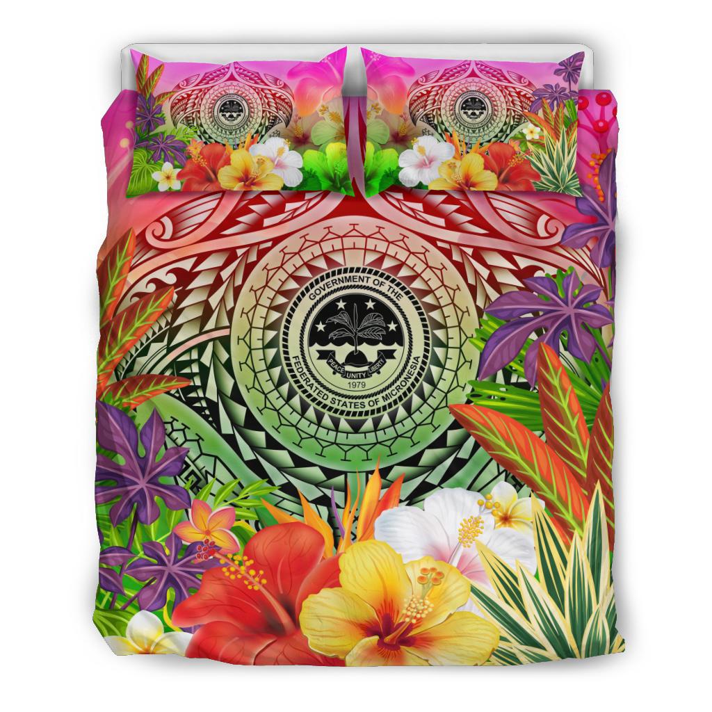 FSM Polynesian Bedding Set - Manta Ray Tropical Flowers - Polynesian Pride