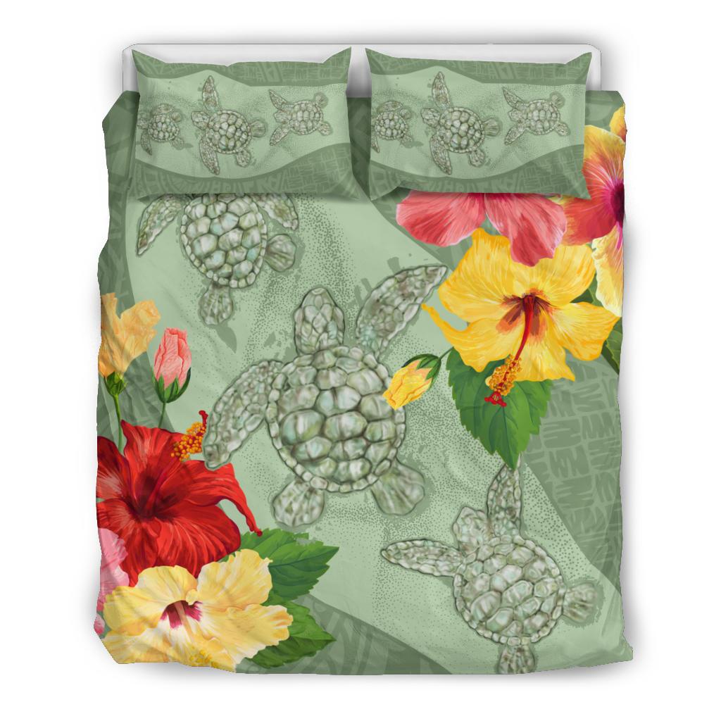 Hawaii Bedding Set - Hawaii Turtle Hibiscus Bedding Set - Tink Style Pastel - Polynesian Pride