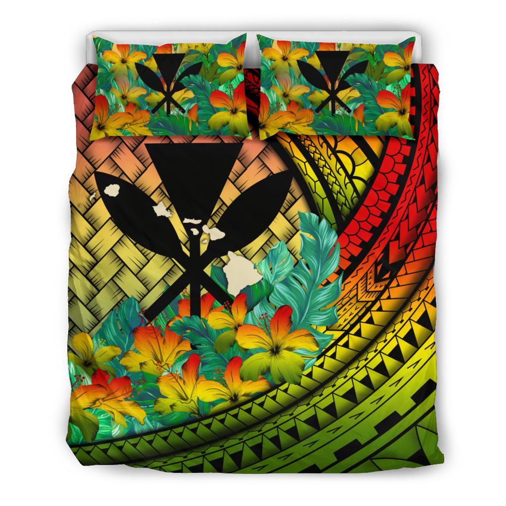 Kanaka Maoli (Hawaiian) Bedding Set - Lauhala Polynesian Hibiscus Reggae Art - Polynesian Pride