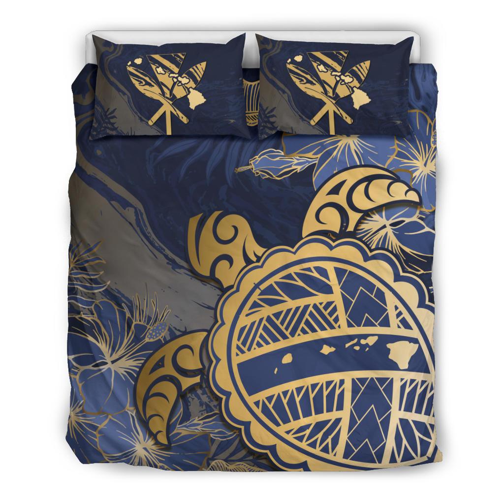 Hawaii Bedding Set - Hawaii Turtle Hibiscus Gold Bedding Set - Kyn Style Gold - Polynesian Pride