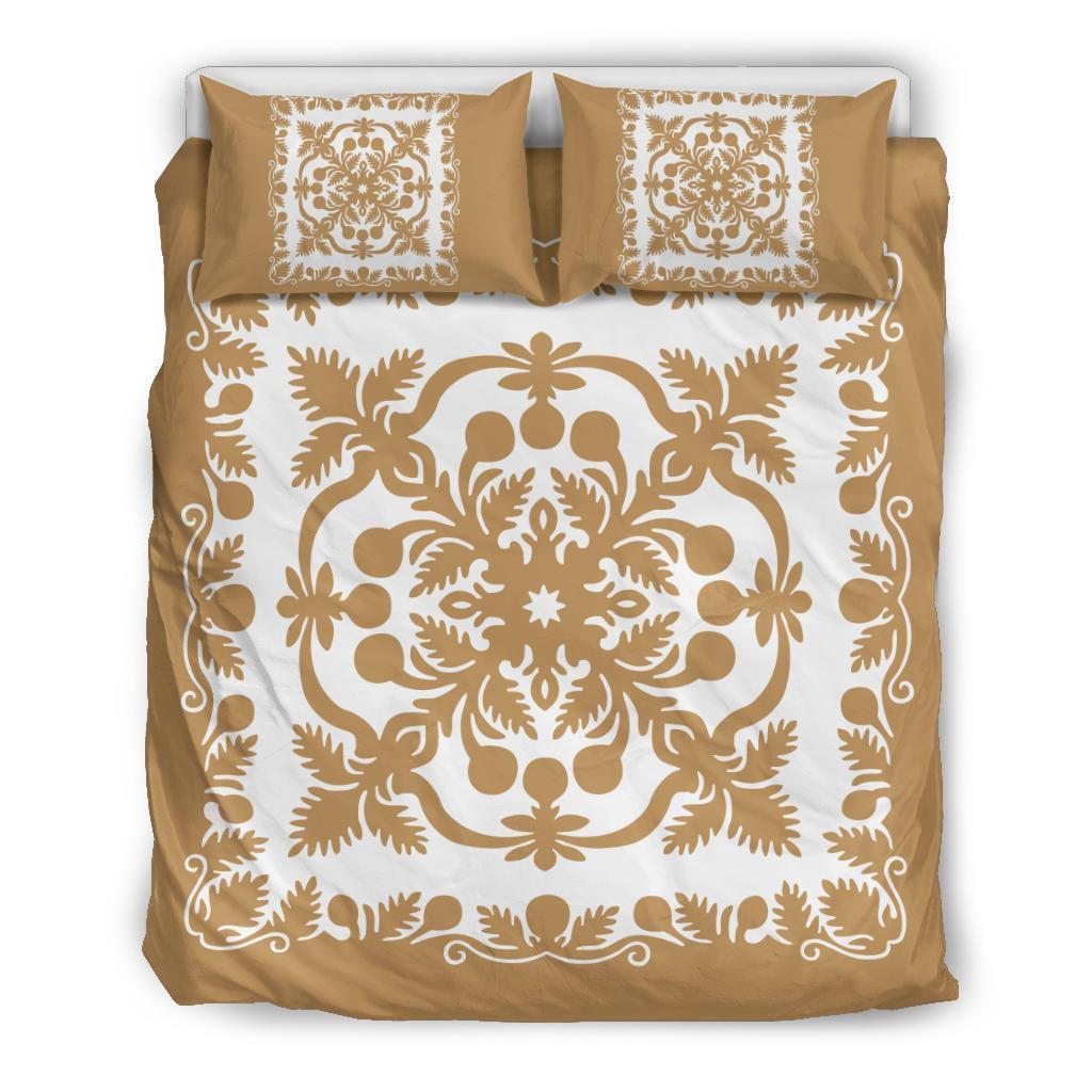 Hawaii Bedding Set Royal Pattern - Gold And White Gold - Polynesian Pride