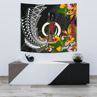 Vanuatu Tapestrys - Custom Personalised Seal Spiral Polynesian Patterns Wall Tapestry - Vanuatu Small 60" x 51" Black - Polynesian Pride