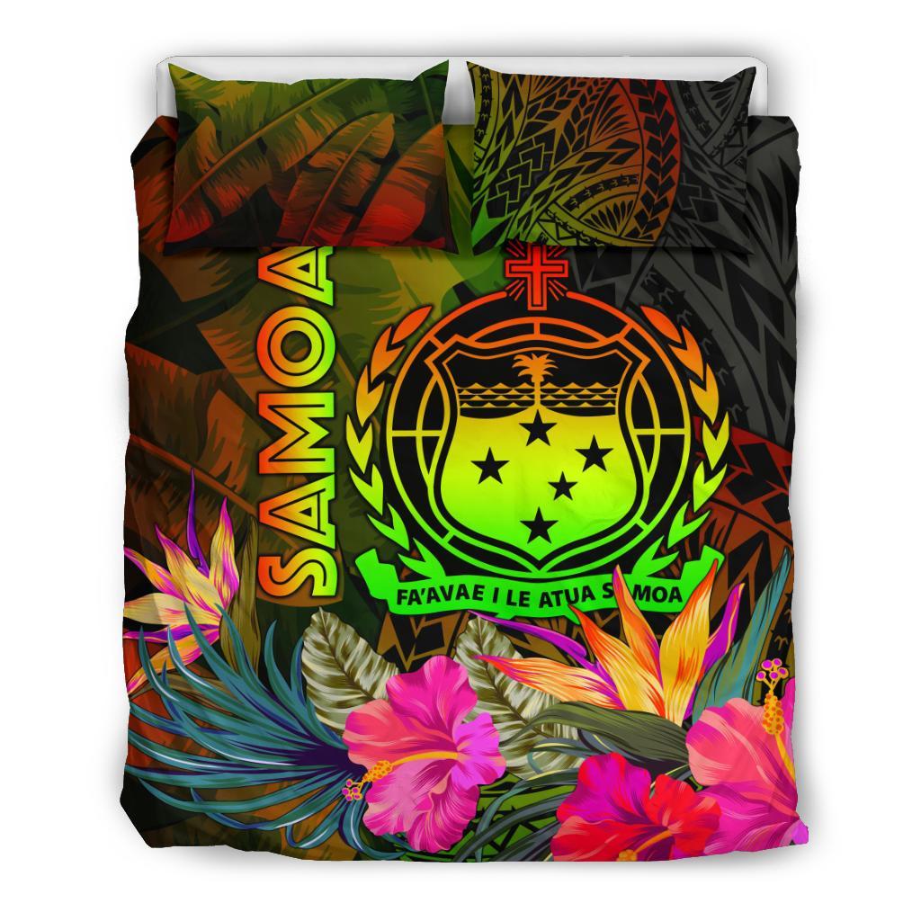 Samoa Polynesian Bedding Set - Hibiscus and Banana Leaves - Polynesian Pride