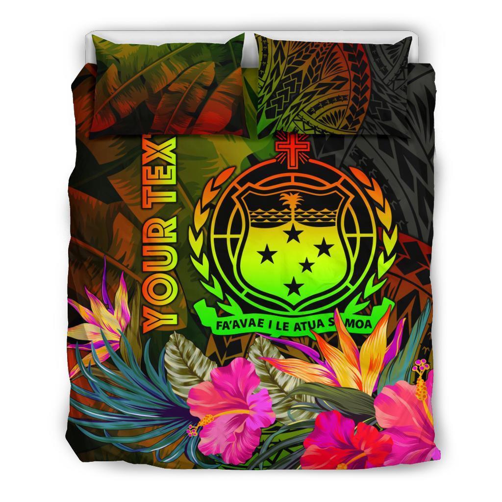 Samoa Polynesian Personalised Bedding Set - Hibiscus and Banana Leaves - Polynesian Pride