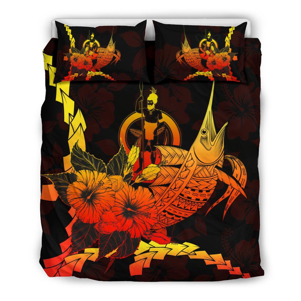 Vanuatu Polynesian Bedding Set - Swordfish With Hibiscus - Polynesian Pride