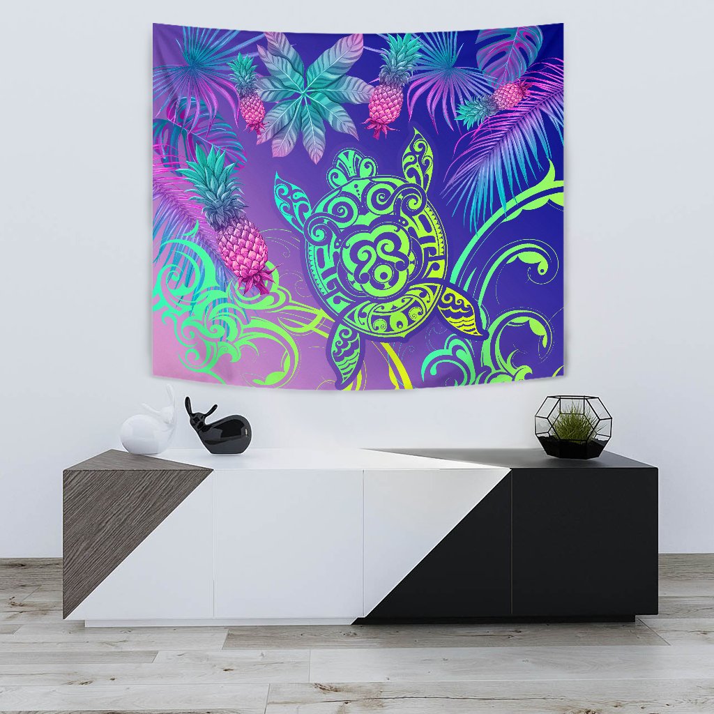 Hawaii Turtle Tropical Kanaka Maoli Tapestry - Yez Style Wall Tapestry 75cm*90cm Blue - Polynesian Pride