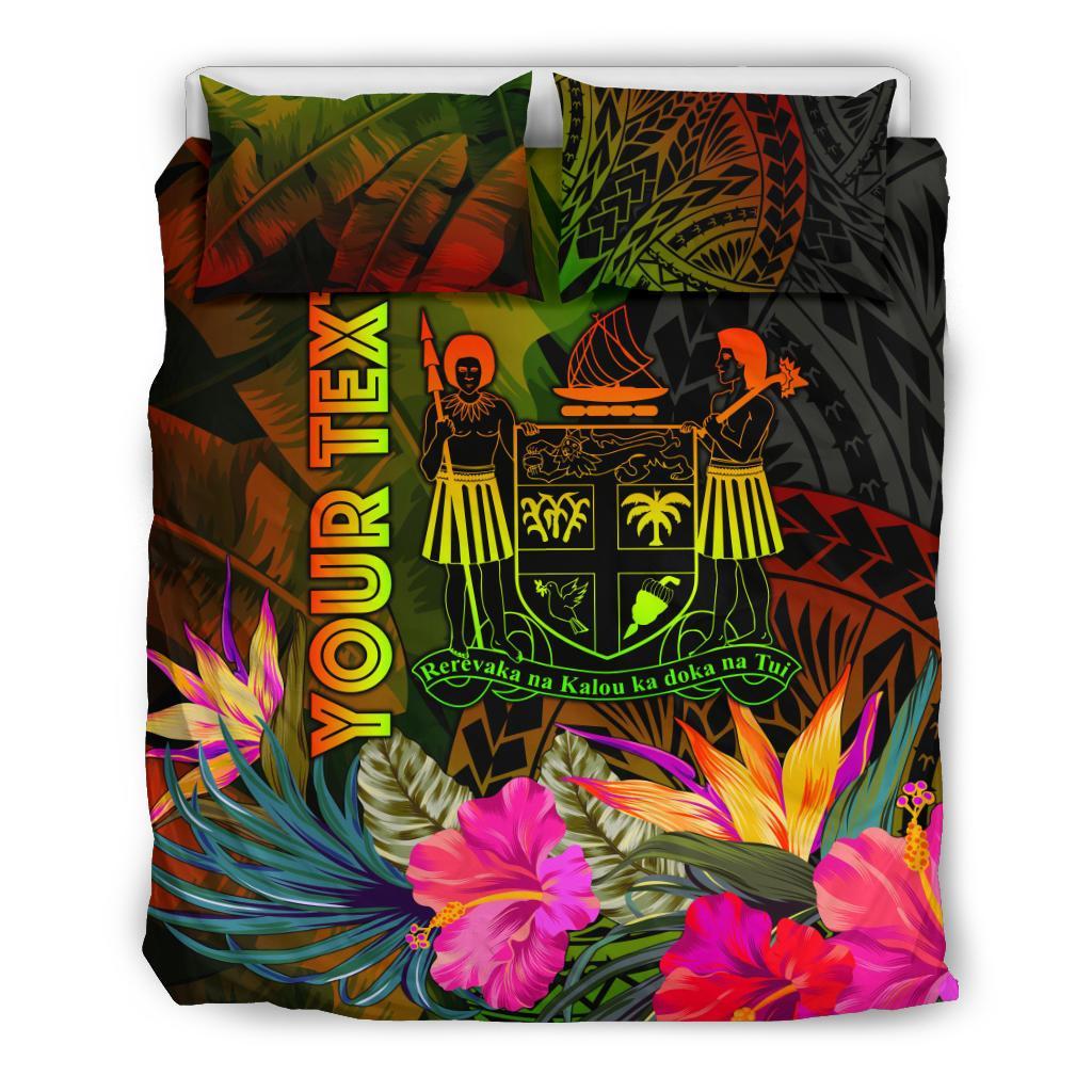 Fiji Polynesian Personalised Bedding Set - Hibiscus and Banana Leaves - Polynesian Pride