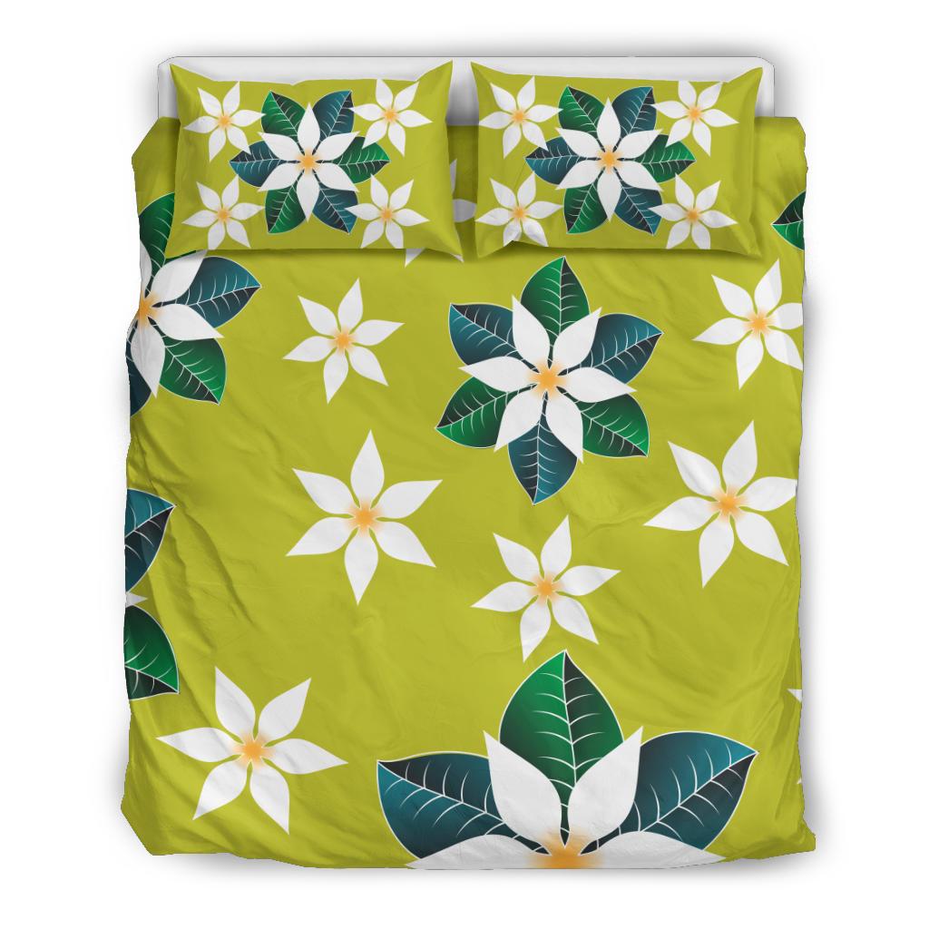 Hawaii Bedding Set - Hawaii Plumeria Bedding Set - Jog Style Yellow - Polynesian Pride