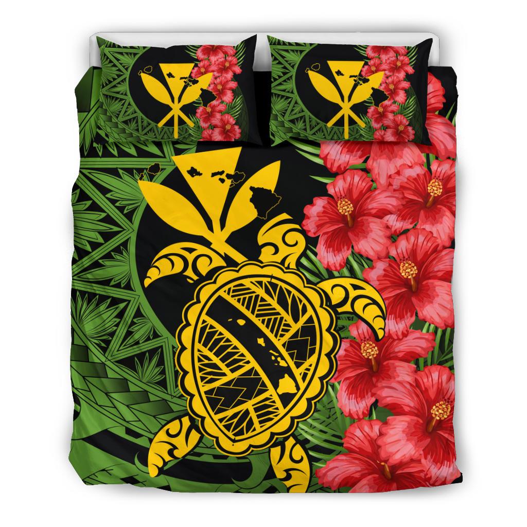 Hawaii Bedding Set - Hawaii Turtle Hibiscus Polynesian Bedding Set - Aphos Style Green - Polynesian Pride