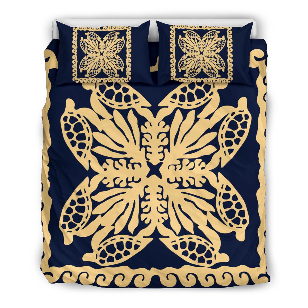 Hawaii Bedding Set - Hawaii Turtle Royal Indigo Bedding Set - Dey Style Indigo - Polynesian Pride