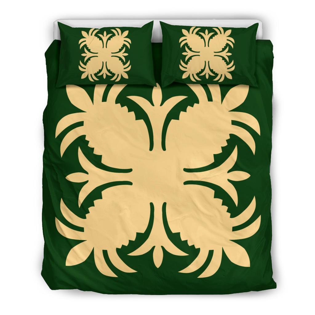 Hawaiian Bedding Set Royal Pattern - Green - A2 Style Green - Polynesian Pride