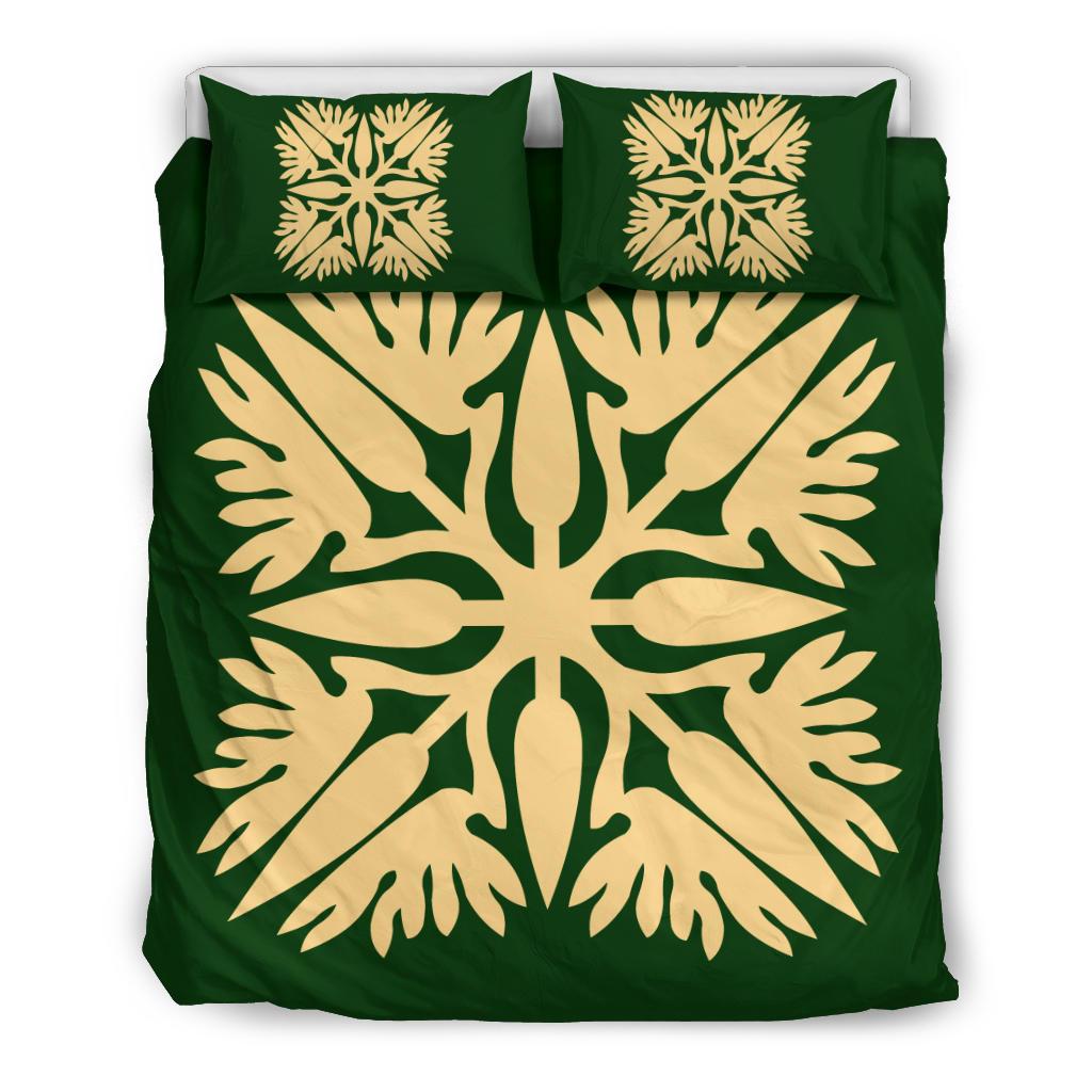 Hawaiian Bedding Set Royal Pattern - Green - A3 Style Green - Polynesian Pride