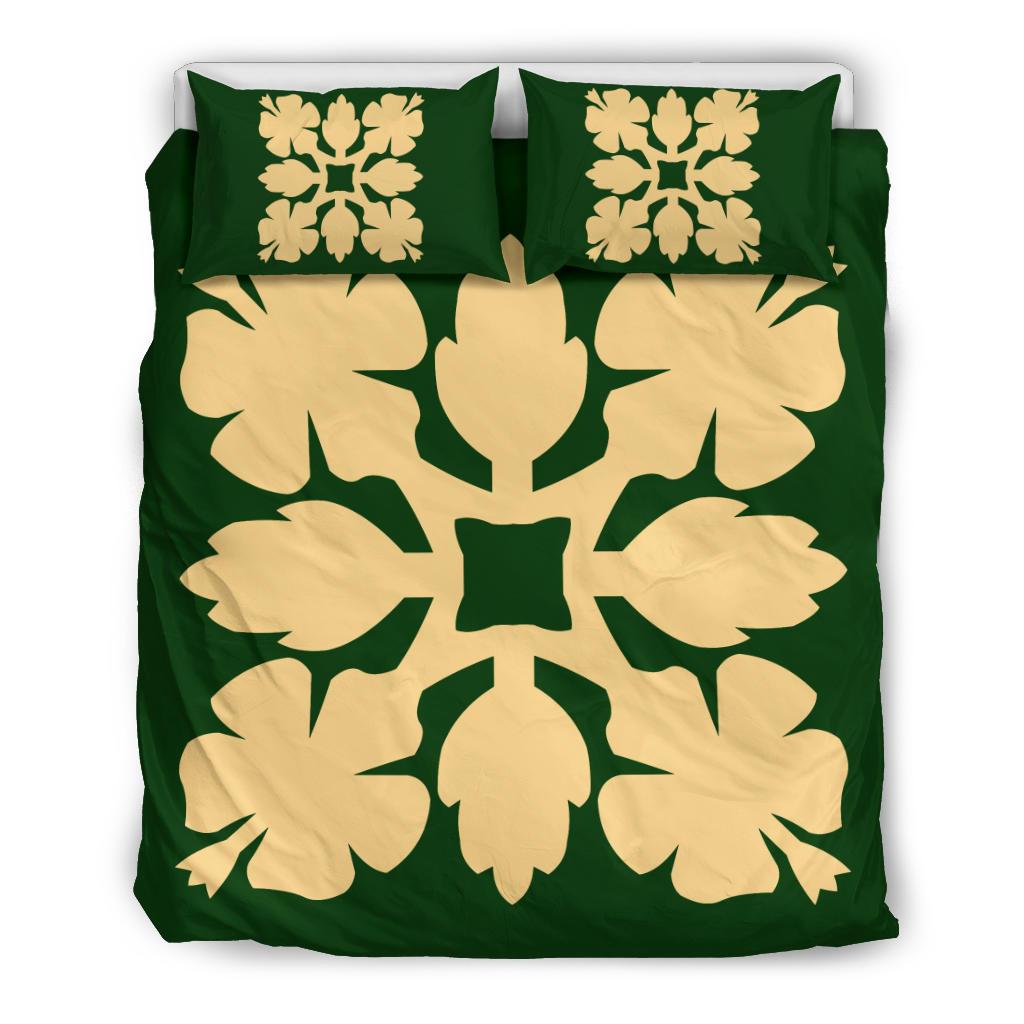 Hawaiian Bedding Set Royal Pattern - Green - C1 Style Green - Polynesian Pride