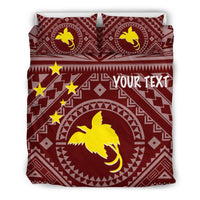Papua New Guinea Personalised Bedding Set - Flag With Polynesian Patterns (Red) - Polynesian Pride