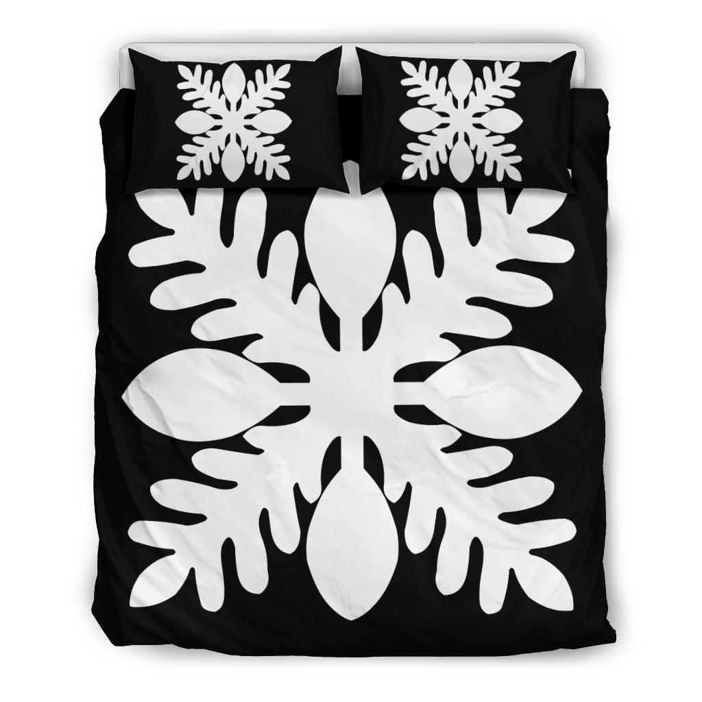 Hawaiian Royal Pattern Bedding Set - Black And White - D1 Style White - Polynesian Pride