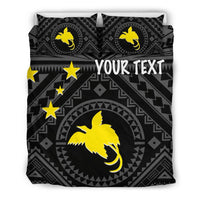 Papua New Guinea Personalised Bedding Set - Flag With Polynesian Patterns (Black) - Polynesian Pride
