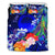 Federated States of Micronesia Custom Personalised Bedding Set - Humpback Whale with Tropical Flowers (Blue) - Polynesian Pride