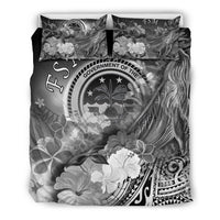 Federated States of Micronesia Bedding Set - Humpback Whale with Tropical Flowers (White) - Polynesian Pride