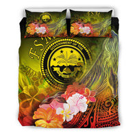 Federated States of Micronesia Bedding Set - Humpback Whale with Tropical Flowers (Yellow) - Polynesian Pride