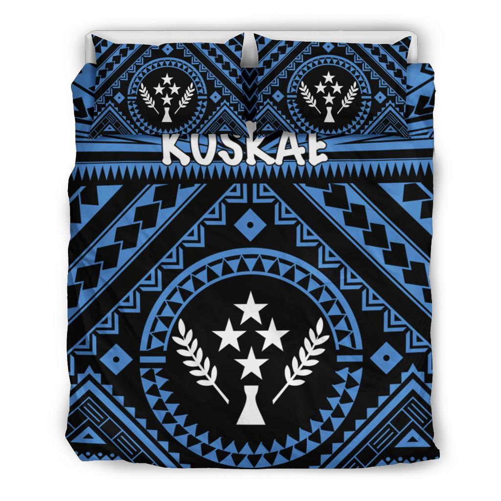 Kosrae Bedding Set - Kosrae Flag In Polynesian Tattoo Style (Blue) - Polynesian Pride
