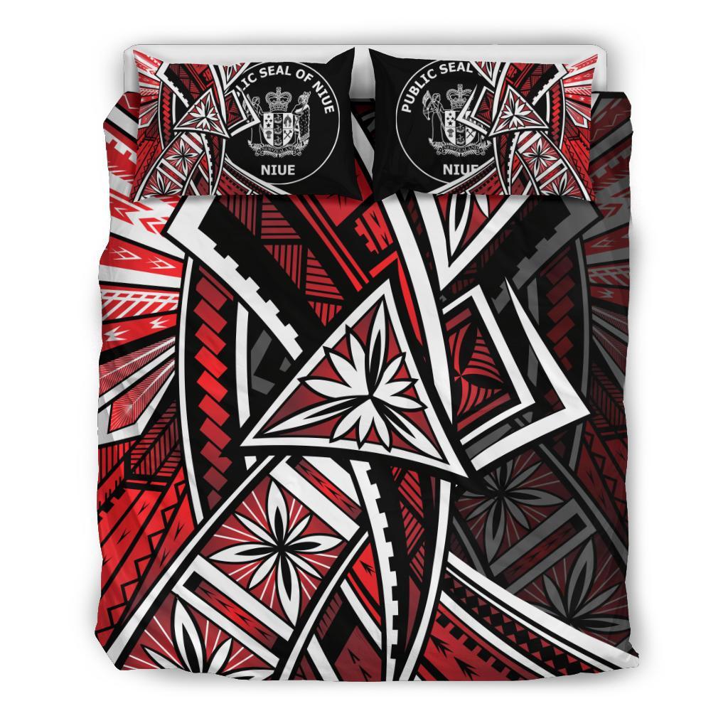 Niue Bedding Set - Tribal Flower Special Pattern Red Color - Polynesian Pride